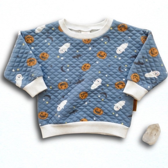 Lila & Jack Other - Lila & Jack Baby Halloween Quilted Sweatshirt Blue Ghost Pumpkin 12-18M AT7341